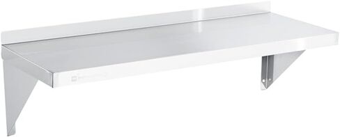 Restaurantware Kitchen Tek 12 × 36 بوصة رف مطعم 1 رف مقاوم للصدأ عالي التحمل - 212 رطل. سعة الحواف الناعمة من الفولاذ المقاوم للصدأ 430 رف تجاري سهل التنظيف يتضمن دعامتين للدعم in Saudi Arabia
