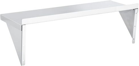 Restaurantware Kitchen Tek 12 × 36 بوصة رف مطعم 1 رف مقاوم للصدأ عالي التحمل - 212 رطل. سعة الحواف الناعمة من الفولاذ المقاوم للصدأ 430 رف تجاري سهل التنظيف يتضمن دعامتين للدعم in Saudi Arabia