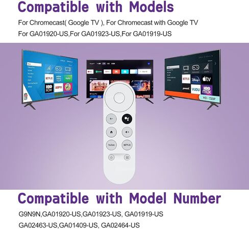 Voice Remote Replacement Control(Remote Only) Fit for Google Chromecast 4K Streaming Media Player Chromecast Remote Replacement for Google TV GA01919-US GA01920-US GA01923-US White in Saudi Arabia