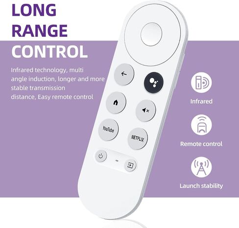 Voice Remote Replacement Control(Remote Only) Fit for Google Chromecast 4K Streaming Media Player Chromecast Remote Replacement for Google TV GA01919-US GA01920-US GA01923-US White in Saudi Arabia
