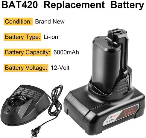 Fancy Buying 6Ah 12V BAT420 Battery Compatible with Bosch BAT420 BAT411 BAT411A BAT412A 2607336013 2607336014 Power Cordless Tools in Saudi Arabia