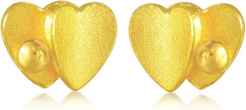 أقراط CHOW SANG SANG 999.9 24K من الذهب الصلب على شكل قلب للنساء 68709E in Kuwait