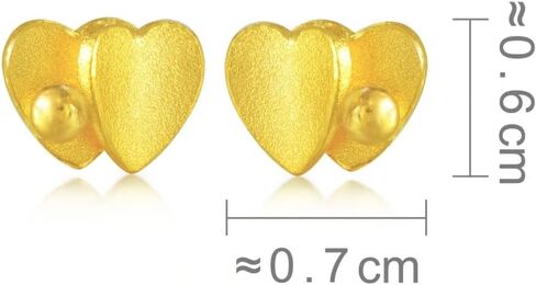 أقراط CHOW SANG SANG 999.9 24K من الذهب الصلب على شكل قلب للنساء 68709E in Kuwait