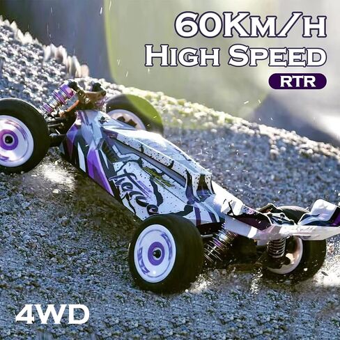 سيارة WLtoys 124019 RC، سيارة تحكم عن بعد بمقياس 1/12 2.4 جيجا هرتز، سيارة سباق عالية السرعة 4WD 60 كم/ساعة، سيارة الانجراف على الطرق الوعرة RTR مع هيكل من سبائك الألومنيوم، تروس من سبائك الزنك وبطاريتين in Kuwait
