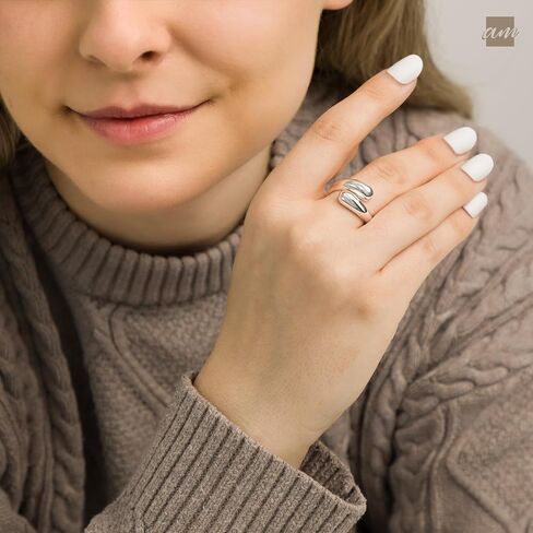 Amberta Women 925 Sterling Silver Teardrop Ring – Silver Statement Ring in Saudi Arabia