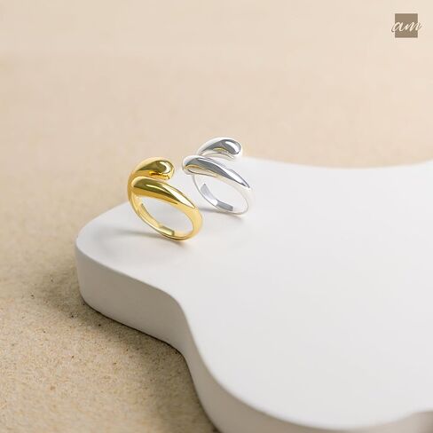 Amberta Women 925 Sterling Silver Teardrop Ring – Silver Statement Ring in Saudi Arabia