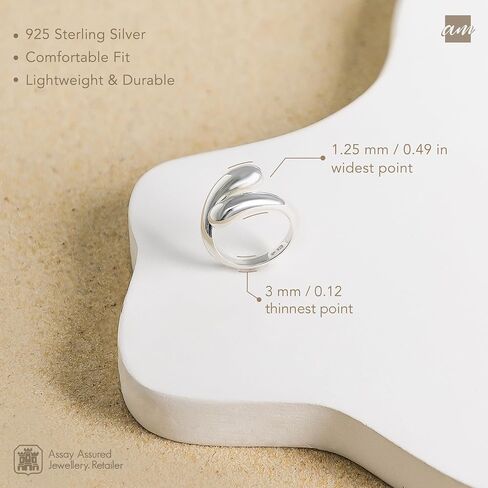 Amberta Women 925 Sterling Silver Teardrop Ring – Silver Statement Ring in Saudi Arabia