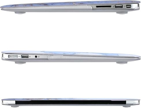 حافظة MOSISO متوافقة مع جهاز MacBook Air 13 بوصة (A1369 A1466، الإصدار الأقدم 2010-2017)، حافظة صلبة رخامية بلاستيكية بألوان مائية وغطاء لوحة مفاتيح وواقي شاشة وحقيبة، أزرق in Saudi Arabia