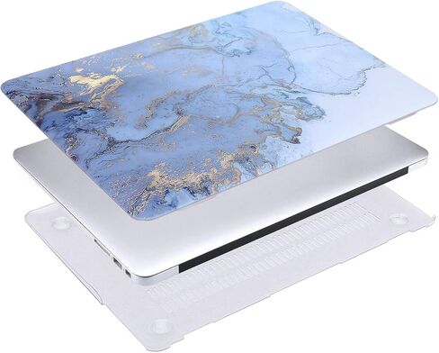 حافظة MOSISO متوافقة مع جهاز MacBook Air 13 بوصة (A1369 A1466، الإصدار الأقدم 2010-2017)، حافظة صلبة رخامية بلاستيكية بألوان مائية وغطاء لوحة مفاتيح وواقي شاشة وحقيبة، أزرق in Saudi Arabia