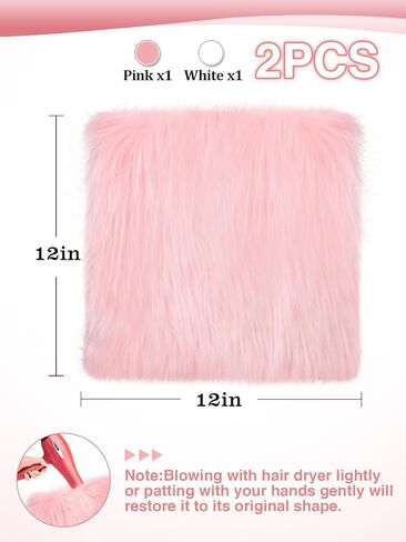 قطعتان من سجاد خزانة المدرسة، زينة خزانة صغيرة مقاس 30.48 سم × 30.48 سم للفتيات، سجادة ناعمة منفوشة مع ظهر مانع للانزلاق لتزيين خزانة المدرسة المتوسطة، تصوير جمالي للأظافر (وردي، أبيض) in Kuwait