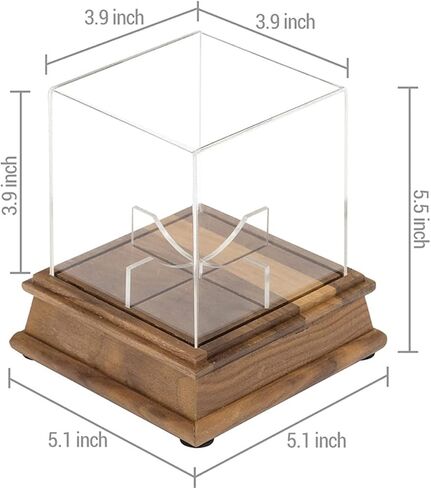 حافظة عرض بيسبول تيبيري حامل خشبي، حامل بيسبول مكعب شفاف محمي من الأشعة فوق البنفسجية مع قاعدة خشبية، عرض تذكارات مربعة للتخزين، حافظة عرض توقيع رياضية تناسب الحجم الرسمي للكرة in Kuwait