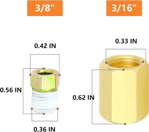 GASHER 24PCS Brake Line Fittings Assortment 3/8"-24 Threads for 3/16" Tube (8 Unions&16 Nuts) in Saudi Arabia