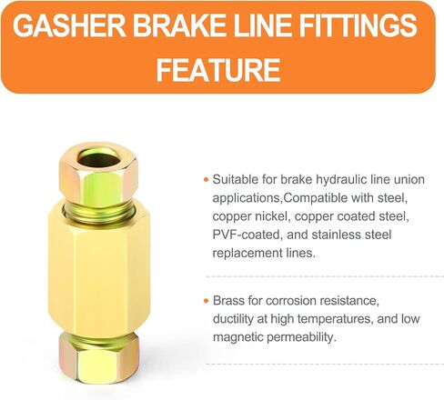 GASHER 24PCS Brake Line Fittings Assortment 3/8"-24 Threads for 3/16" Tube (8 Unions&16 Nuts) in Saudi Arabia