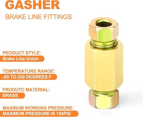GASHER 24PCS Brake Line Fittings Assortment 3/8"-24 Threads for 3/16" Tube (8 Unions&16 Nuts) in Saudi Arabia