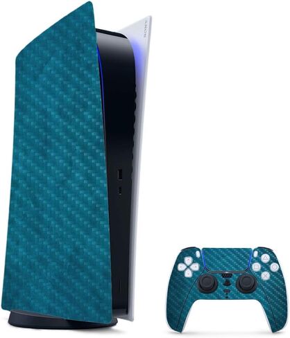 غلاف الألعاب MightySkins من ألياف الكربون لجهاز PS5 / Playstation 5 حزمة الإصدار الرقمي - البخاخة الأرجوانية | لمسة نهائية متينة من ألياف الكربون | سهل التطبيق | صنع في الولايات المتحدة الأمريكية in Kuwait