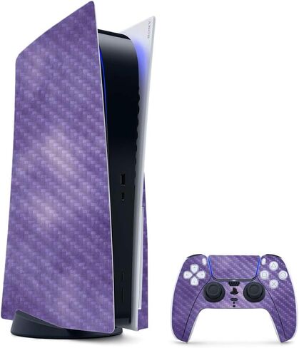 غلاف الألعاب MightySkins من ألياف الكربون لجهاز PS5 / Playstation 5 حزمة الإصدار الرقمي - البخاخة الأرجوانية | لمسة نهائية متينة من ألياف الكربون | سهل التطبيق | صنع في الولايات المتحدة الأمريكية in Kuwait