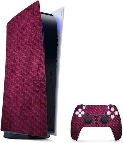 غلاف الألعاب MightySkins من ألياف الكربون لجهاز PS5 / Playstation 5 حزمة الإصدار الرقمي - البخاخة الأرجوانية | لمسة نهائية متينة من ألياف الكربون | سهل التطبيق | صنع في الولايات المتحدة الأمريكية in Kuwait