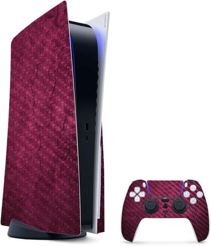 غلاف الألعاب MightySkins من ألياف الكربون لجهاز PS5 / Playstation 5 حزمة الإصدار الرقمي - البخاخة الأرجوانية | لمسة نهائية متينة من ألياف الكربون | سهل التطبيق | صنع في الولايات المتحدة الأمريكية in Kuwait
