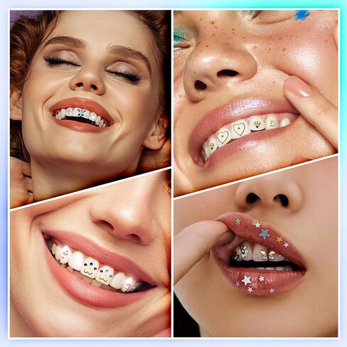 WATRZ 690 قطعة مجموعة جواهر الأسنان، مجموعة جواهر الأسنان للأسنان DIY كريستالات الأسنان الماس طقم مجوهرات للفتيات Y2K المهنية المألوف للأولاد غير مؤذية (690) in Kuwait