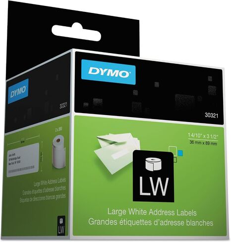 DYMO 30321 LabelWriter Address Labels, 1 2/5 x 3 1/2, White, 260 Labels/Roll, 2 Rolls/Pack in Saudi Arabia