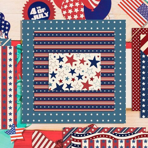 24 Sheets Independence Day Pattern Paper, 12" x 12" Patterned Cardstock Paper Scrapbooking Supplies Paper Vintage Decorative Craft Paper for DIY Card Making Photo Album Junk Journal Decor in Kuwait