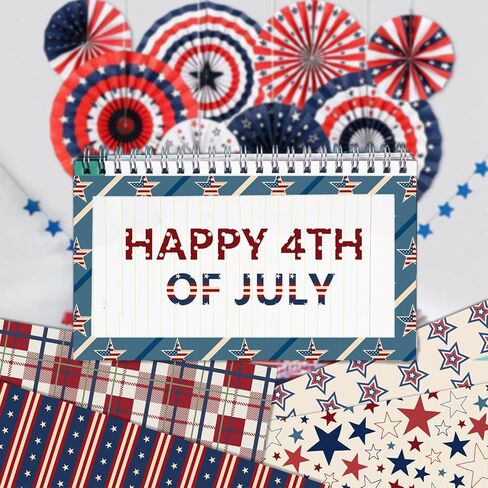 24 Sheets Independence Day Pattern Paper, 12" x 12" Patterned Cardstock Paper Scrapbooking Supplies Paper Vintage Decorative Craft Paper for DIY Card Making Photo Album Junk Journal Decor in Kuwait