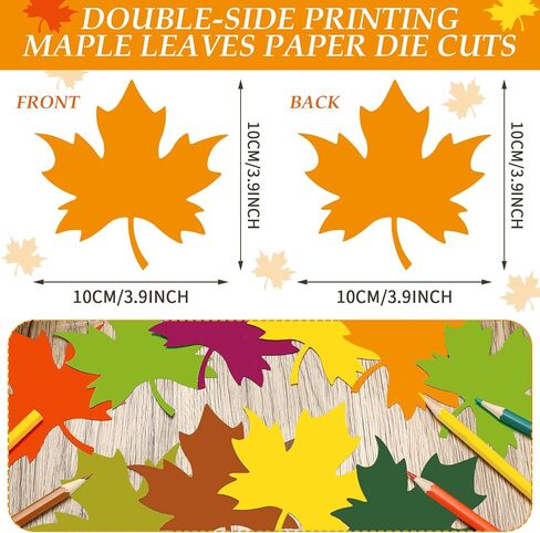 Kisston 360 Pcs Fall Leaf Cutouts Paper 3.9 Inch Leaf Cutouts for Bulletin Board Autumn Colored Maple Leaves Shaped Die Cuts for Thanksgiving DIY Craft Projects Classroom Decor(Maple Leaf) in Saudi Arabia