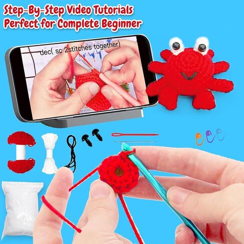 YUBOJIA 4Pcs Crochet Kit for Beginners, 2024 DIY Craft for Adults and Kids, Great Gift for Crochet Lovers, Crochet Animal Kits with Step by Step Videos,Yarn,Crochet Hook,Birthday Gift, Holiday Gift in Saudi Arabia