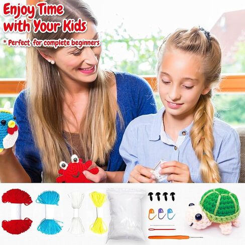 YUBOJIA 4Pcs Crochet Kit for Beginners, 2024 DIY Craft for Adults and Kids, Great Gift for Crochet Lovers, Crochet Animal Kits with Step by Step Videos,Yarn,Crochet Hook,Birthday Gift, Holiday Gift in Saudi Arabia