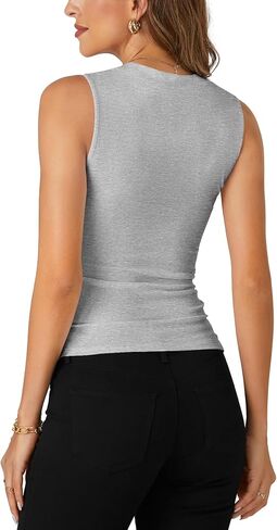 Rooscier Women's Racerback Crew High Neck Knit Ribbed Slim Fitted Casual Basic Tank Top Shirts in Saudi Arabia