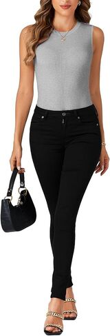 Rooscier Women's Racerback Crew High Neck Knit Ribbed Slim Fitted Casual Basic Tank Top Shirts in Saudi Arabia
