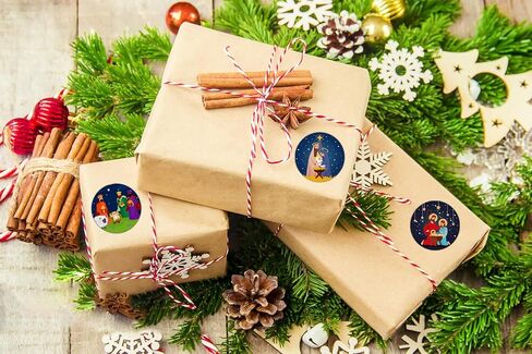 FLYAB 36PCS Christmas Religious Stickers Labels 1.5" Happy Birthday Jesus Nativity Gift Tags Stickers Christian Jesus Labels Present Stickers for Envelope Seals Gift Box Wrap Christmas Party Favors in Saudi Arabia