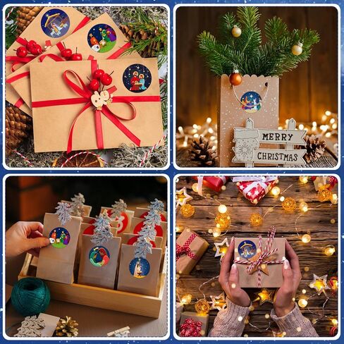 FLYAB 36PCS Christmas Religious Stickers Labels 1.5" Happy Birthday Jesus Nativity Gift Tags Stickers Christian Jesus Labels Present Stickers for Envelope Seals Gift Box Wrap Christmas Party Favors in Saudi Arabia