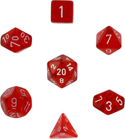 Chessex Polyhedral 7-Die Translucent Dice Set - Red in Saudi Arabia