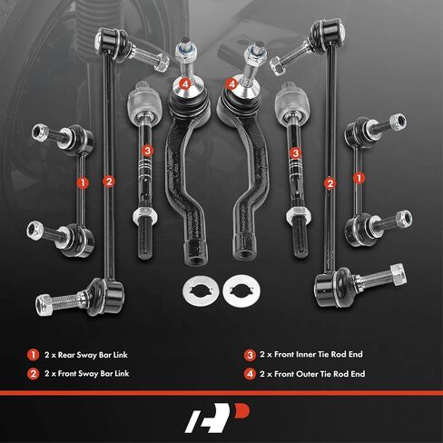 A-Premium Set of 8, Front Inner Outer Tie Rod End, Front and Rear Sway Bar Link, Compatible with Ford Fusion 2013-2020, Edge 2015-2021, Lincoln MKZ 2013-2020, MKX 2016-2018 in Saudi Arabia