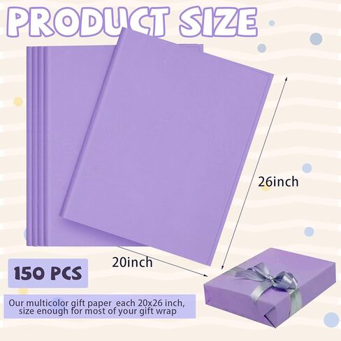 RYKOMO 150 Sheets 20×26 Inch Large Wrapping Tissue Paper, Tissue Paper for Gift Bags 30 Colors Tissue Paper Bulk Rainbow Gift Tissue Paper for Gift Bags Wrapping Art Tissue Decoration in Kuwait