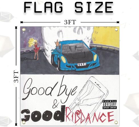 ملصق ERICAT Goodbye & Good-Riddance Flag Ju-ice ملصق Wrld نسيج 3 × 3 أقدام لافتة لغرفة الكلية والسكن للرجال كهف ديكور جداري بألوان زاهية طباعة عالية الدقة in Kuwait