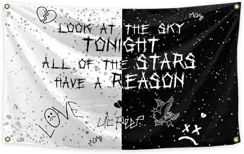 EdWaL Look at the Sky Tonight، كل النجوم لديهم سبب ليل مغني الراب زقزقة نسيج 3 × 5 أقدام ديكور فني مناسب لتزيين المنزل وغرفة النوم وغرفة المعيشة في الهواء الطلق، أسود in Saudi Arabia
