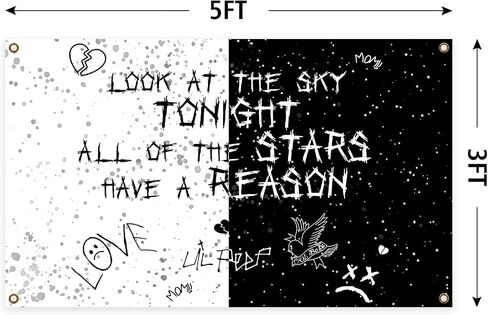 EdWaL Look at the Sky Tonight، كل النجوم لديهم سبب ليل مغني الراب زقزقة نسيج 3 × 5 أقدام ديكور فني مناسب لتزيين المنزل وغرفة النوم وغرفة المعيشة في الهواء الطلق، أسود in Saudi Arabia