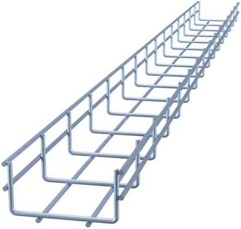 Wire Mesh Cable Tray, Electro Zinc Plated, Silver Steel, 1.97 x 3.94 x 59.06 inch, 2-Pack in Saudi Arabia