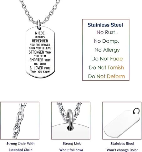 قلادة لاوهونمين لابنة للنساء والبنات مجوهرات ملهمة من العم العمة، أنت أكثر شجاعة وأقوى وأكثر ذكاءً مما تعتقد in Kuwait