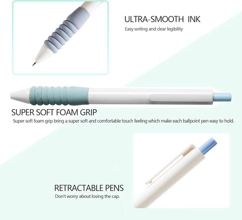 أقلام كروية قابلة للسحب، نقطة متوسطة (0.7 مم)، أسود، قبضة إسفنجية مطاطية مريحة للكتابة، عبوة مكونة من 5 قطع (5 عبوات بألوان مختلطة) in Kuwait