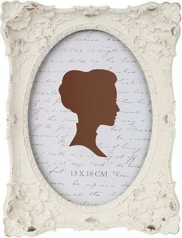 إطار صورة عتيق مقاس 5x7 بوصة من AELS، إطارات صور عتيقة أنيقة مع واجهة زجاجية، عرض للصور، تعليق على الحائط على سطح الطاولة، أفكار للهدايا، أبيض فاتح in Kuwait