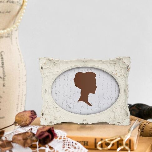 إطار صورة عتيق مقاس 5x7 بوصة من AELS، إطارات صور عتيقة أنيقة مع واجهة زجاجية، عرض للصور، تعليق على الحائط على سطح الطاولة، أفكار للهدايا، أبيض فاتح in Kuwait