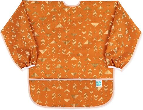 Bumkins Sleeved Smock, Toddler Reusable Waterproof Bib for Girls and Boys Ages 3-5 Years, Long Sleeve Childrens, Kids Paint Apron, Arts, Crafts and Play with Pocket, Soft Fabric, Rainbows Blue in Kuwait