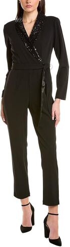 Adrianna Papell womens Stretch Crepe Tuxedo Jumpsuit With Sequin Lapels in Saudi Arabia