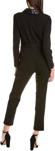 Adrianna Papell womens Stretch Crepe Tuxedo Jumpsuit With Sequin Lapels in Saudi Arabia