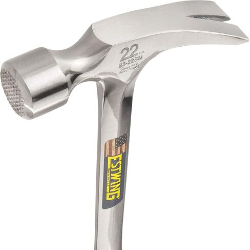 Estwing E3‐22S 22 oz Straight Claw Hammer with Smooth Face & Shock Reduction Grip, Silver in Kuwait