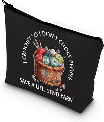 BDPWSS هدية كروشيه لمحبي الكروشيه هدية I Crochet So I لا أختنق الناس لإنقاذ الحياة أرسل حقيبة مكياج من الغزل هدية حياكة (Crochet So Yarn PK) in Kuwait
