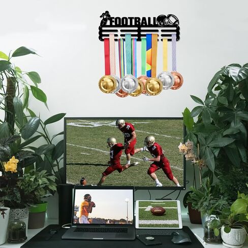 SUPERDANT Ball Sport Medal Holder with Basketball Volleyball Football Rugby Display Hanger Medal Trophy Display Sport Rack Awards Metal Lanyard Sturdy Over 60 Medals Gifts for Boy in Saudi Arabia